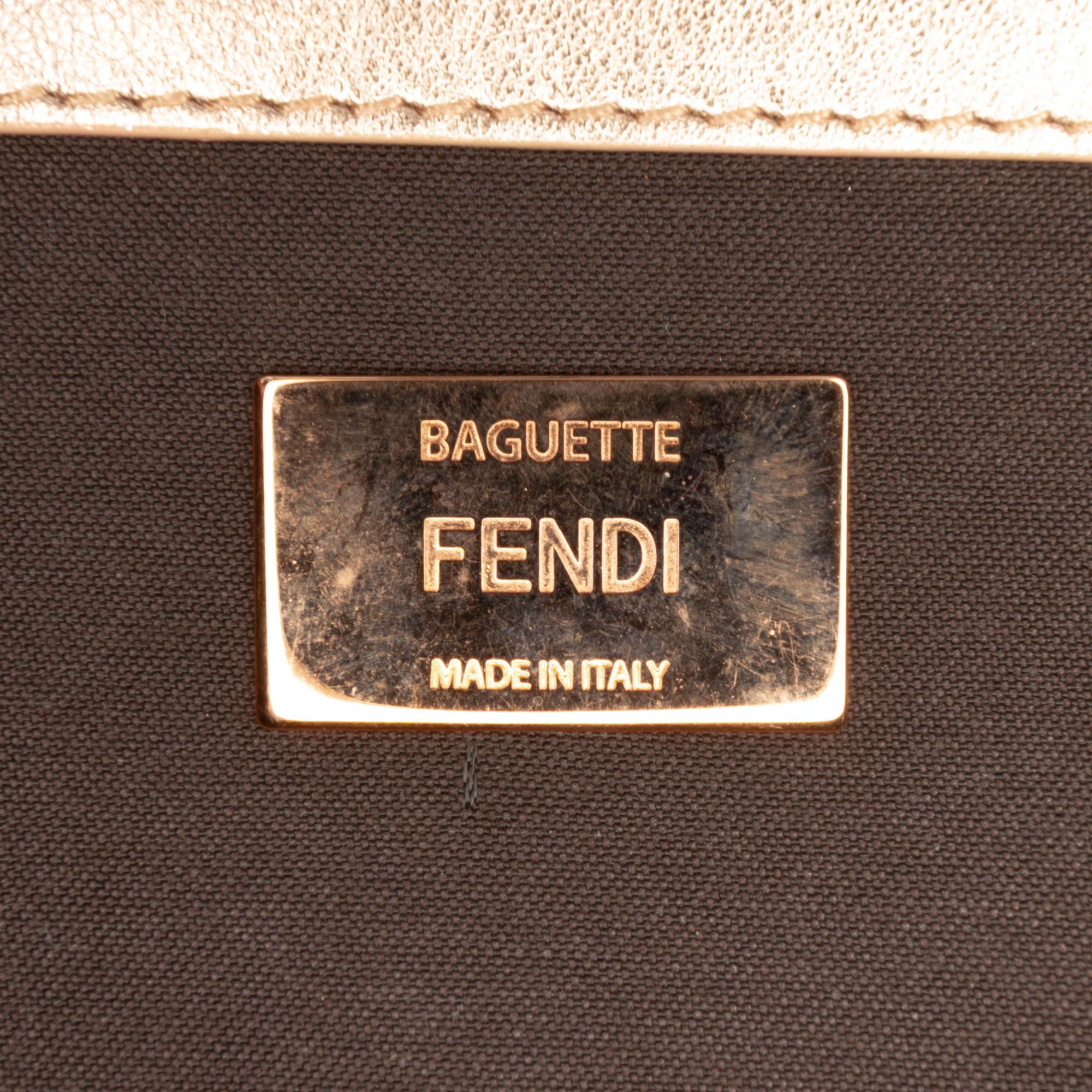 Fendi Zucca Embossed Leather Baguette Satchel
