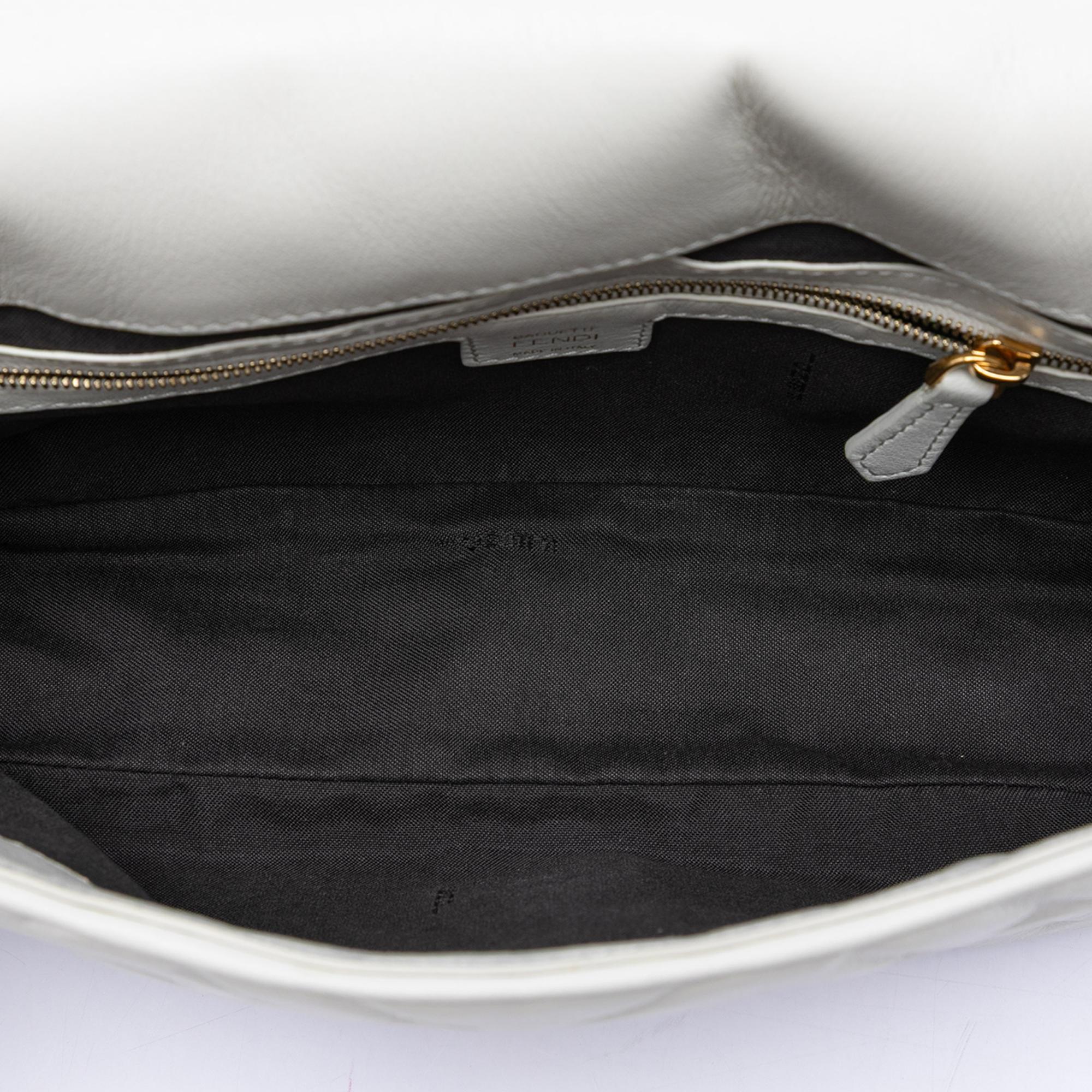 Fendi Zucca Embossed Leather Baguette Satchel