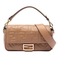 Fendi Zucca Embossed Leather Baguette Satchel