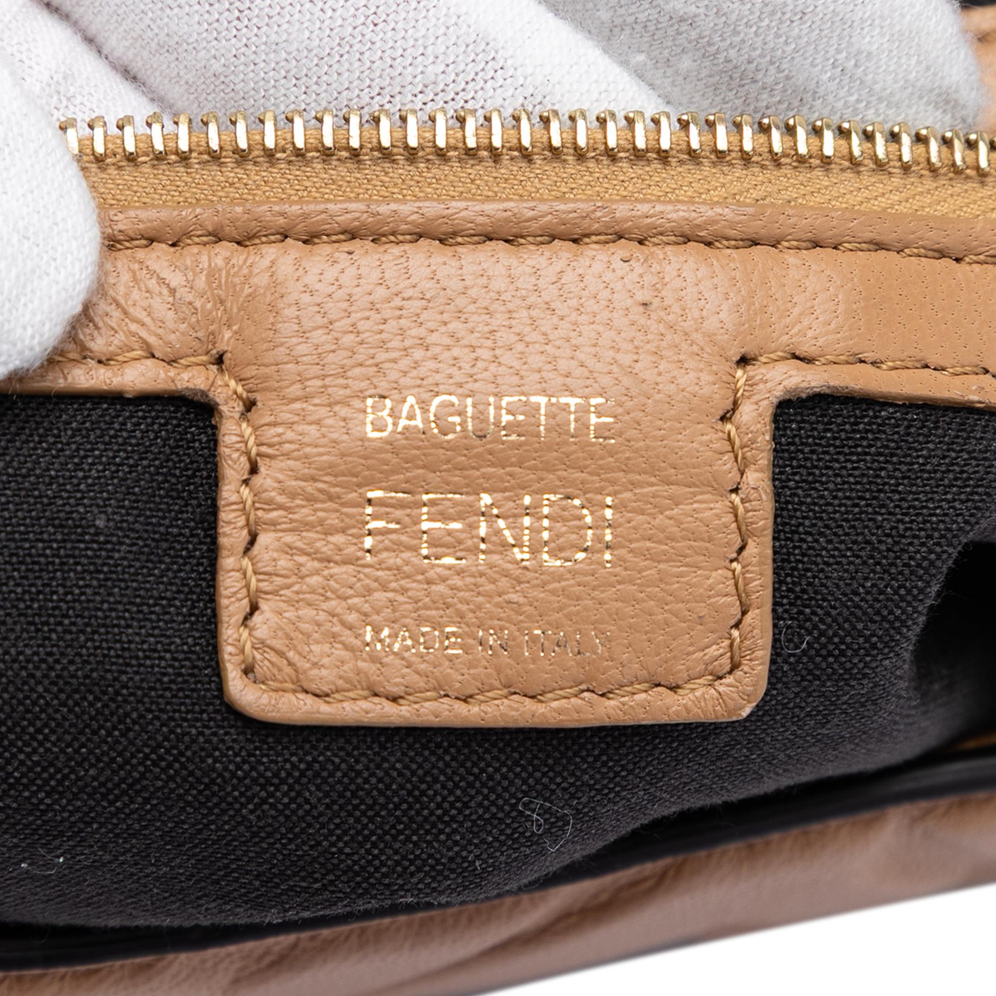Fendi Zucca Embossed Leather Baguette Satchel