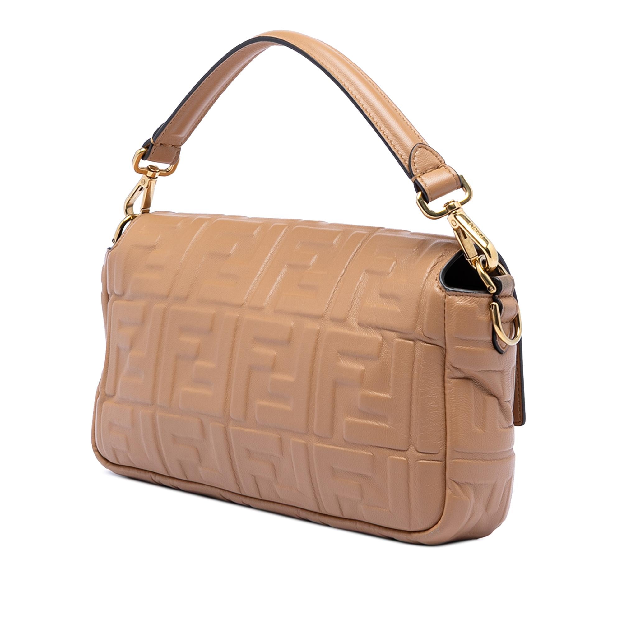 Fendi Zucca Embossed Leather Baguette Satchel