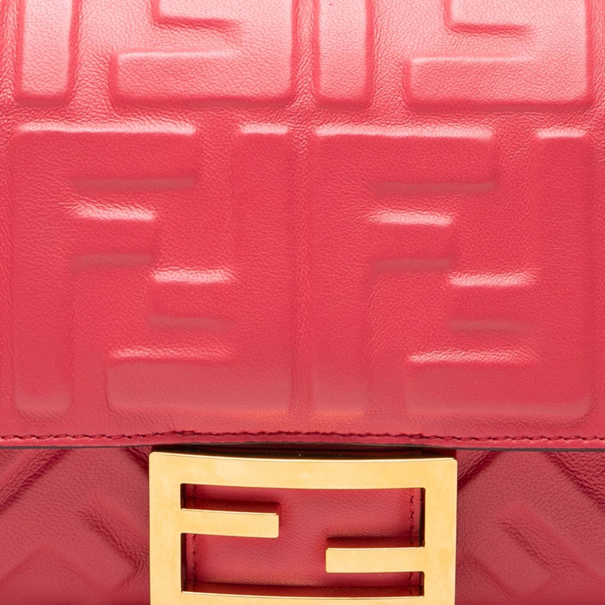 Fendi Zucca Embossed Leather Baguette Satchel