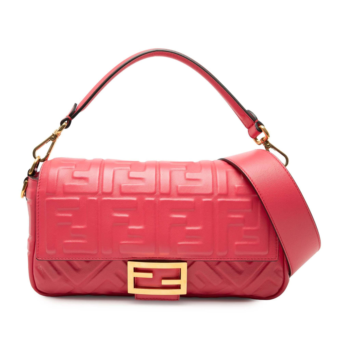 Fendi Zucca Embossed Leather Baguette Satchel