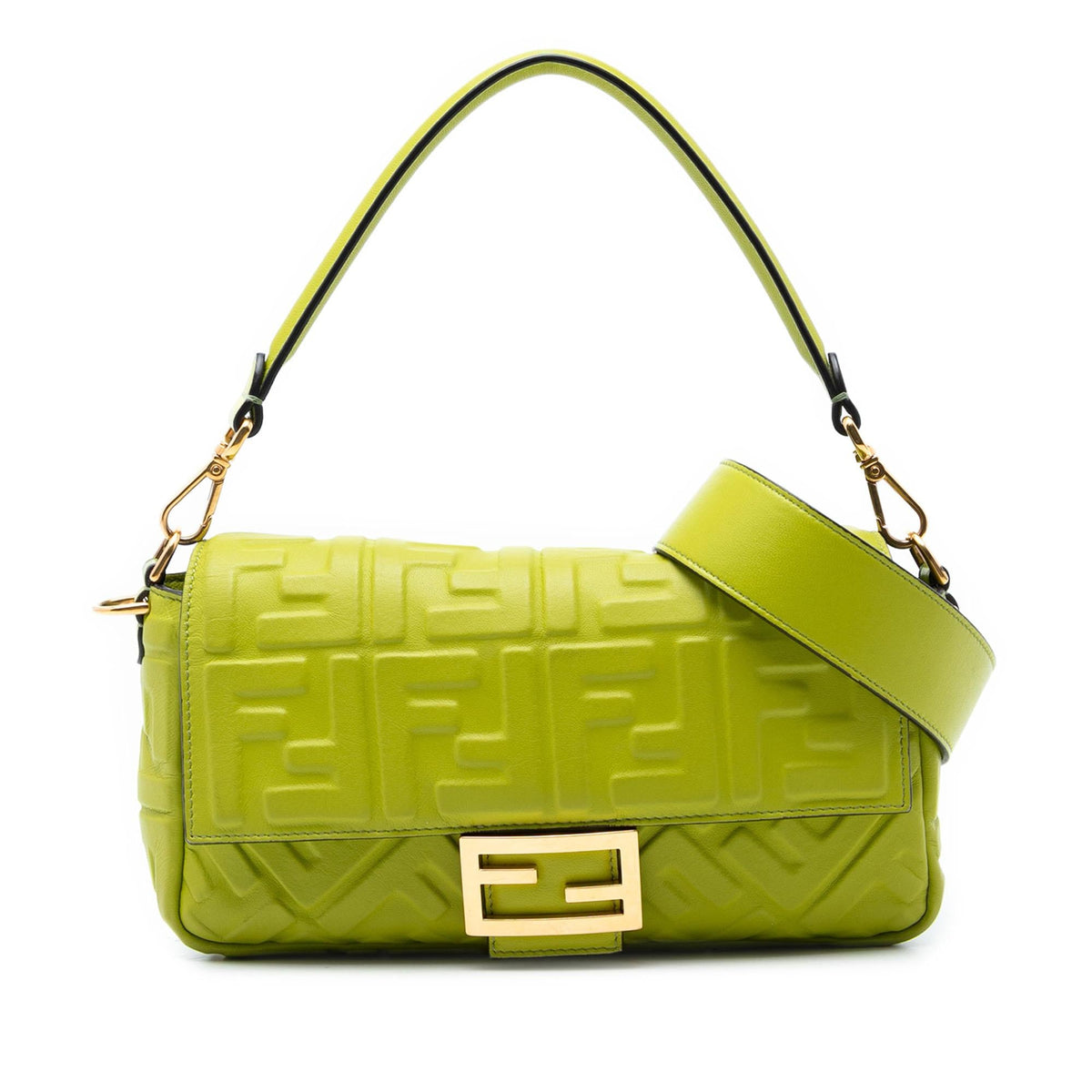Fendi Zucca Embossed Leather Baguette Satchel
