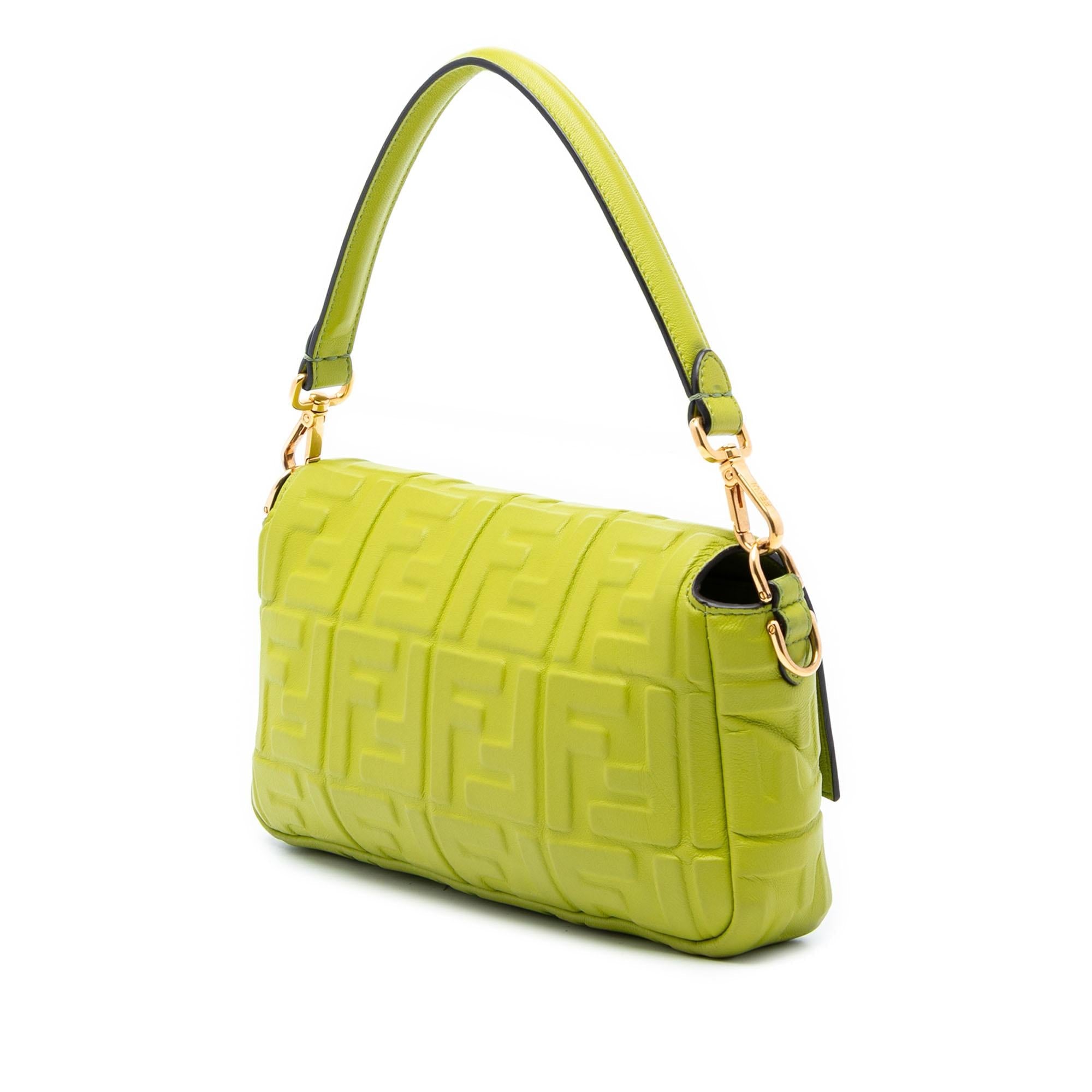 Fendi Zucca Embossed Leather Baguette Satchel
