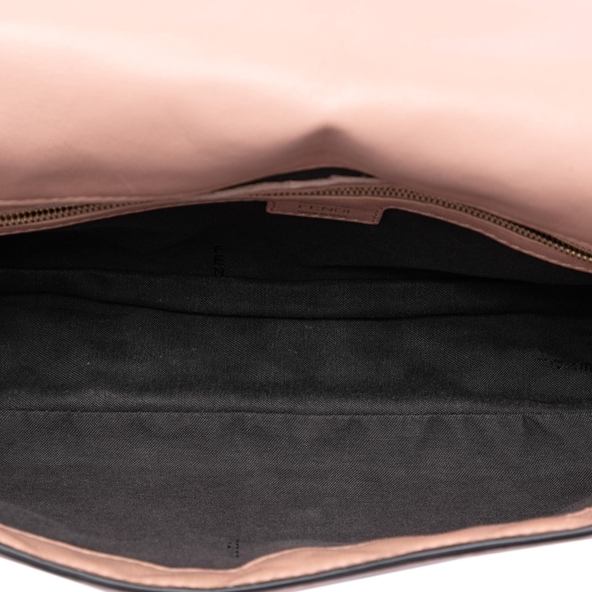 Fendi Zucca Embossed Leather Baguette Satchel