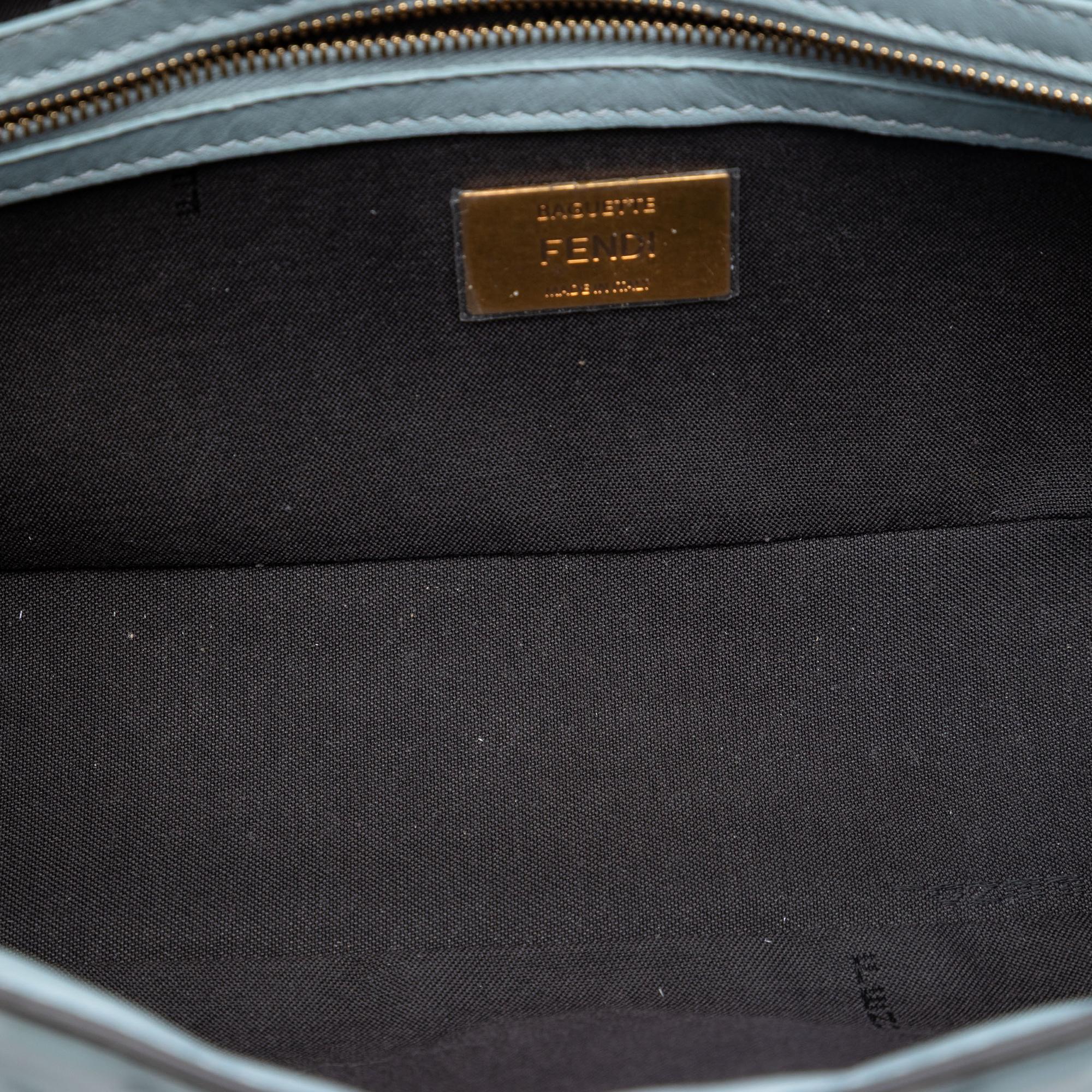 Fendi Zucca Embossed Leather Baguette Satchel