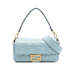 Fendi Zucca Embossed Leather Baguette Satchel