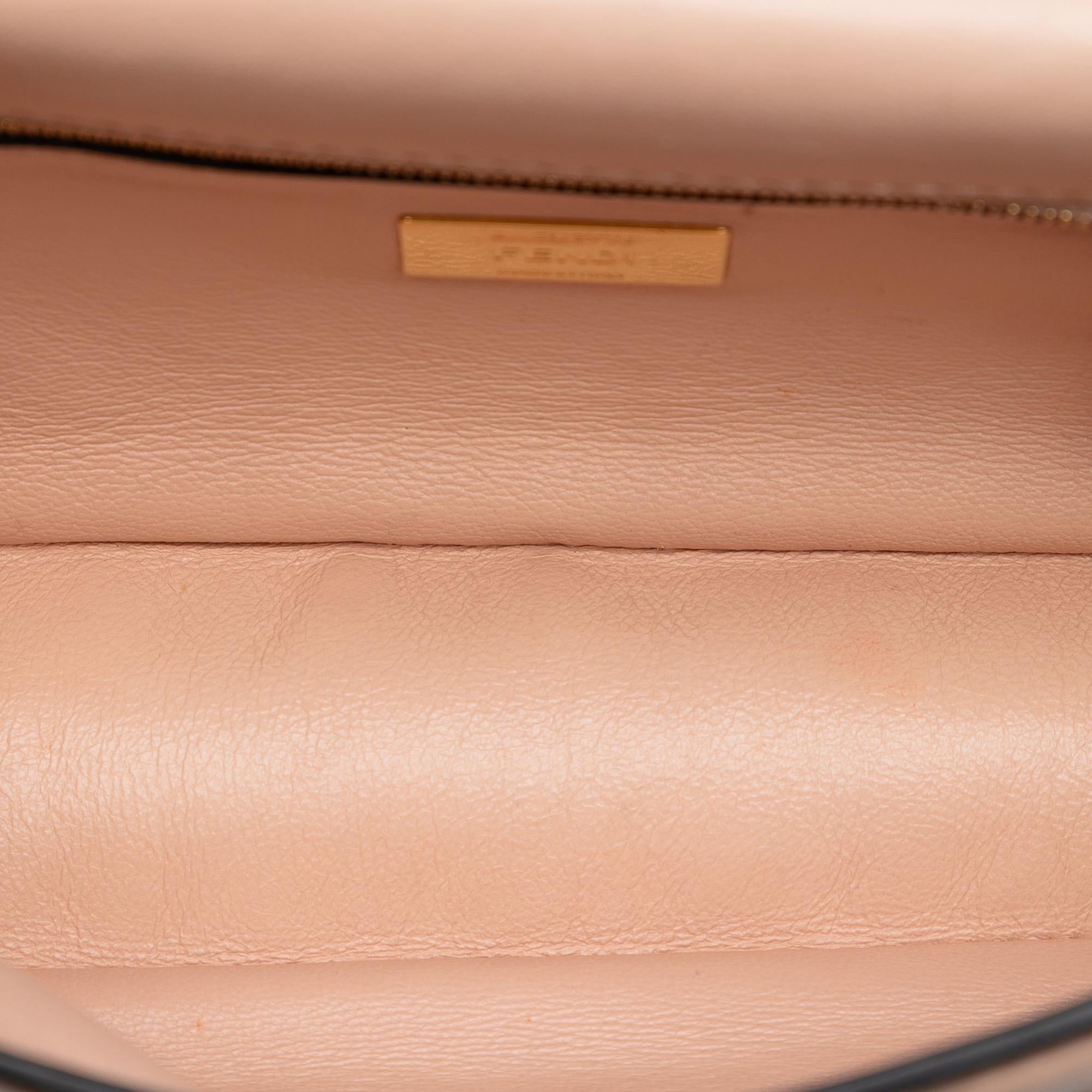 Fendi Zucca Embossed Leather Chain Midi Baguette