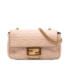 Fendi Zucca Embossed Leather Chain Midi Baguette