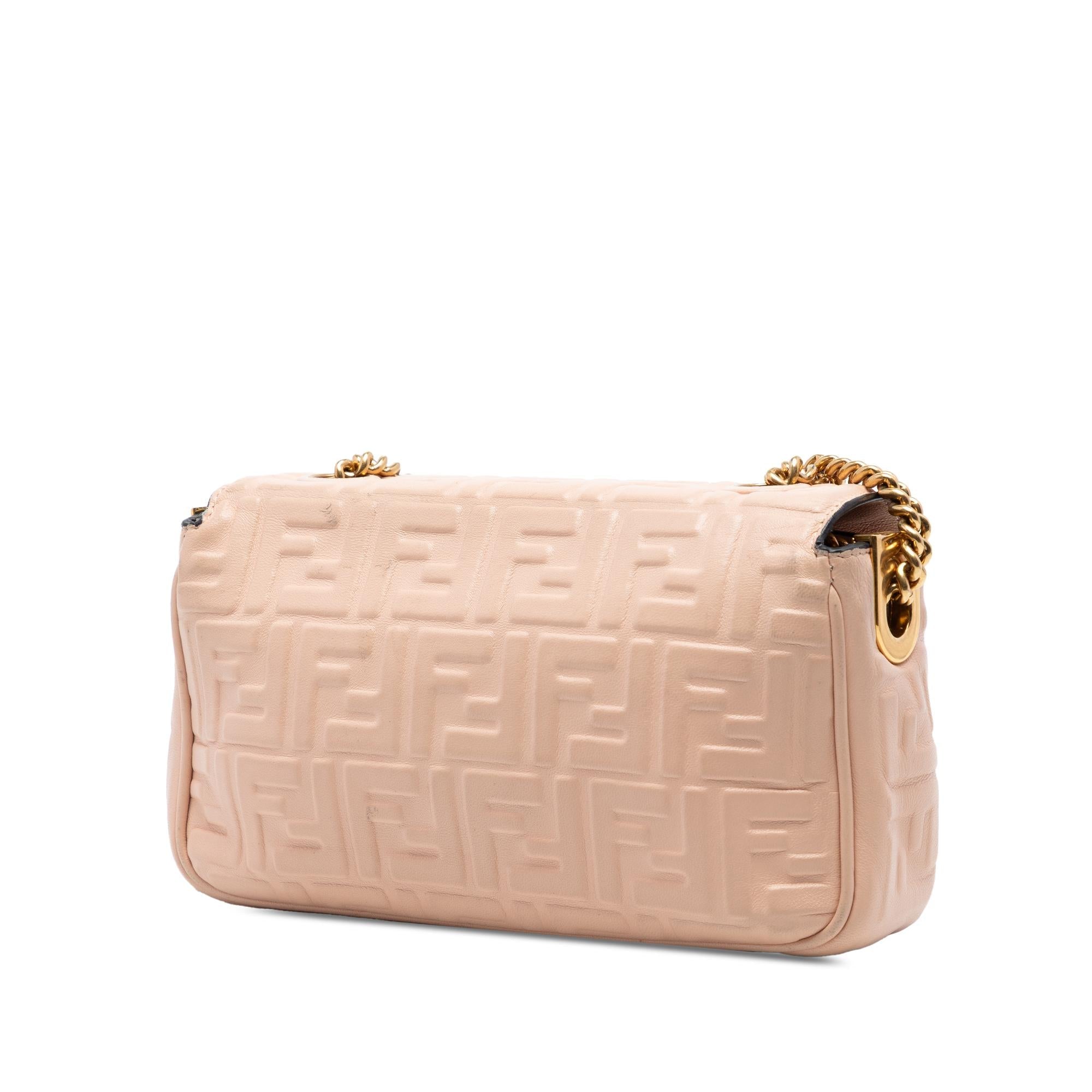 Fendi Zucca Embossed Leather Chain Midi Baguette