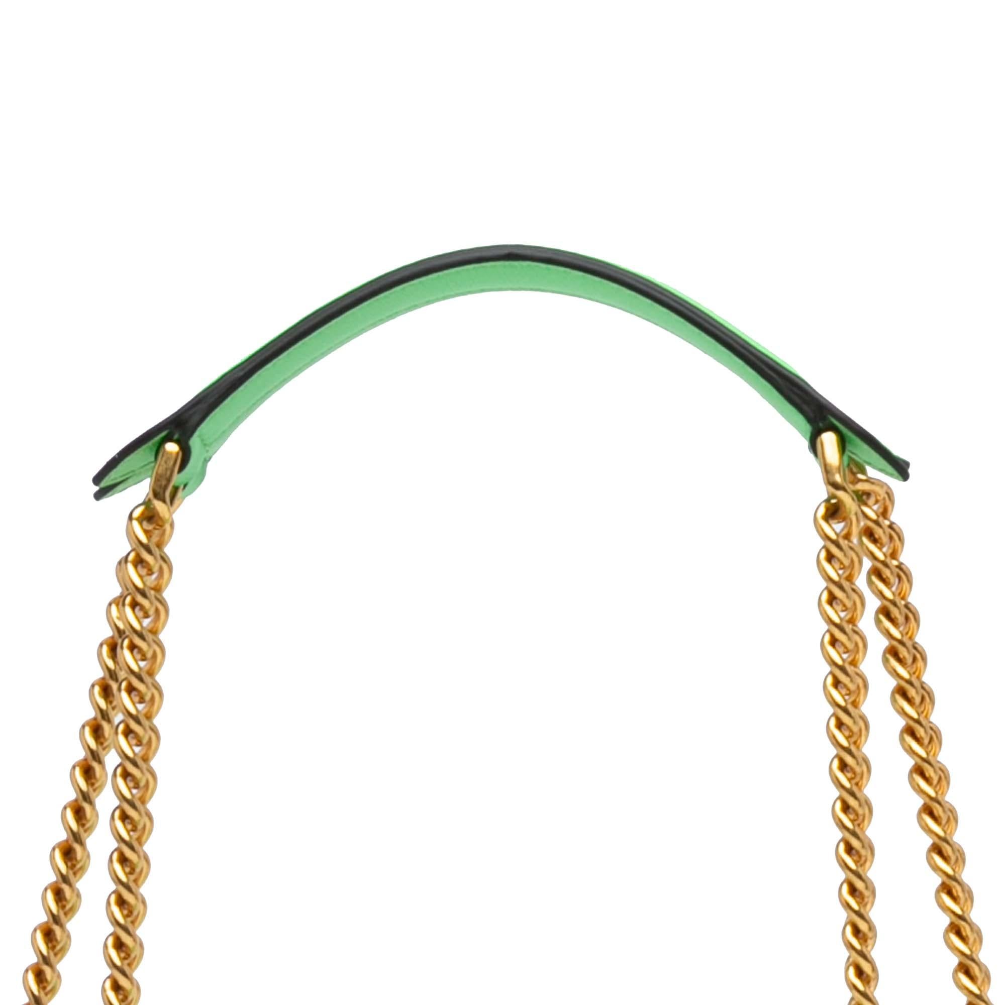 Fendi Zucca Embossed Leather Chain Midi Baguette