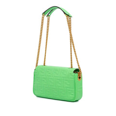 Fendi Zucca Embossed Leather Chain Midi Baguette