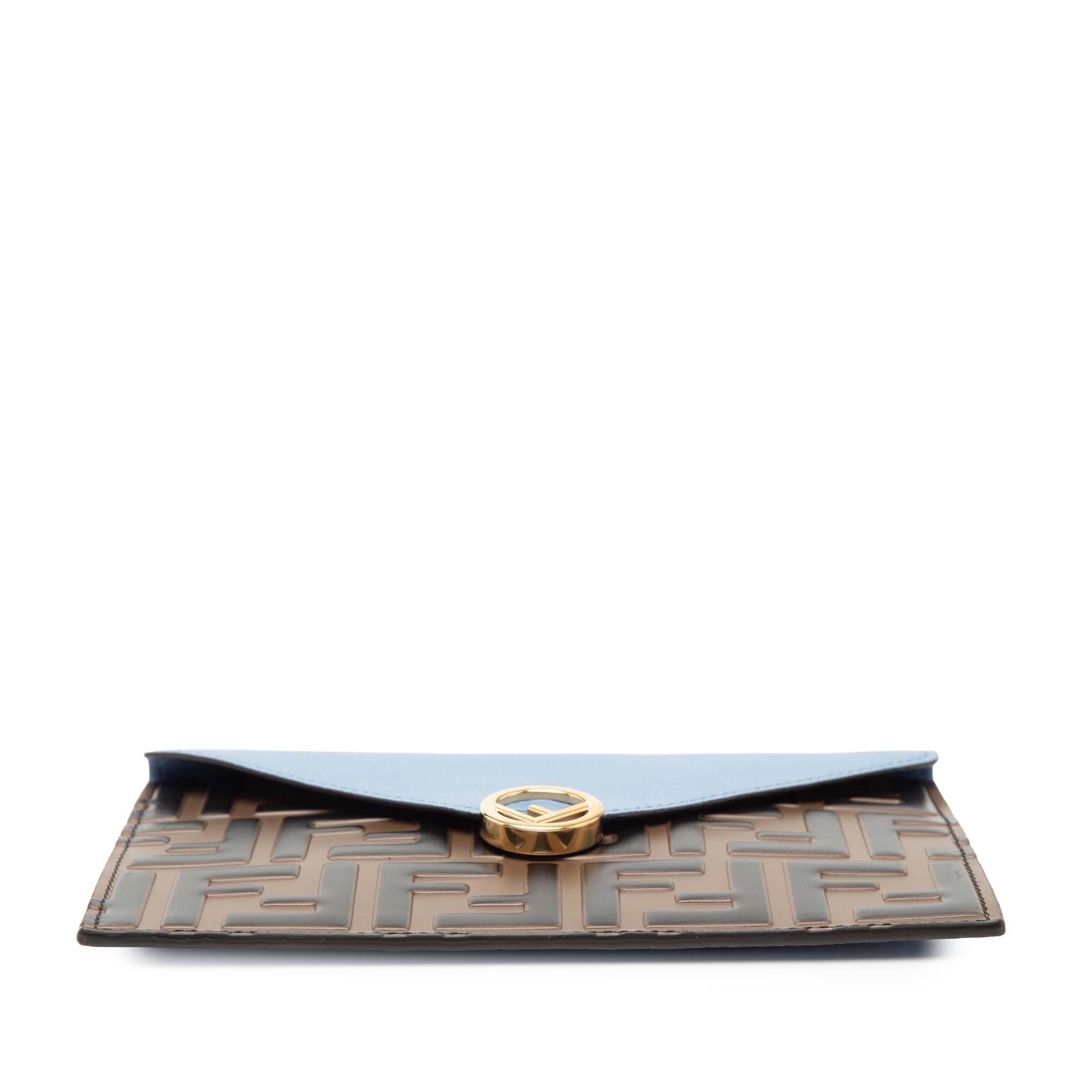 Fendi Zucca Embossed Leather Envelope Clutch