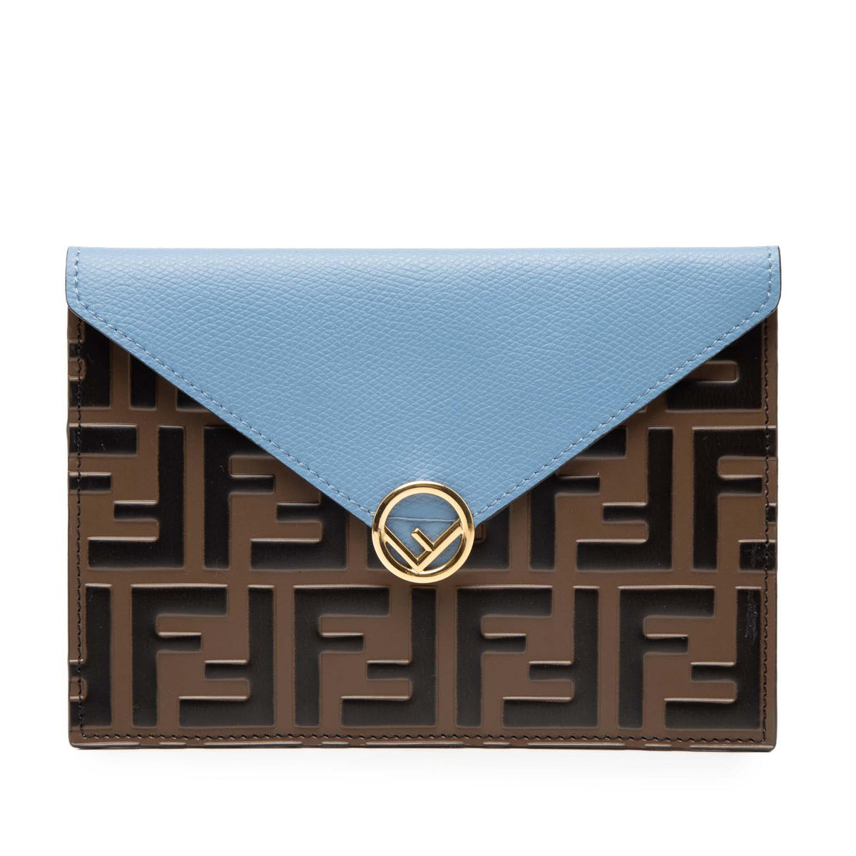 Fendi Zucca Embossed Leather Envelope Clutch