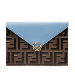 Fendi Zucca Embossed Leather Envelope Clutch