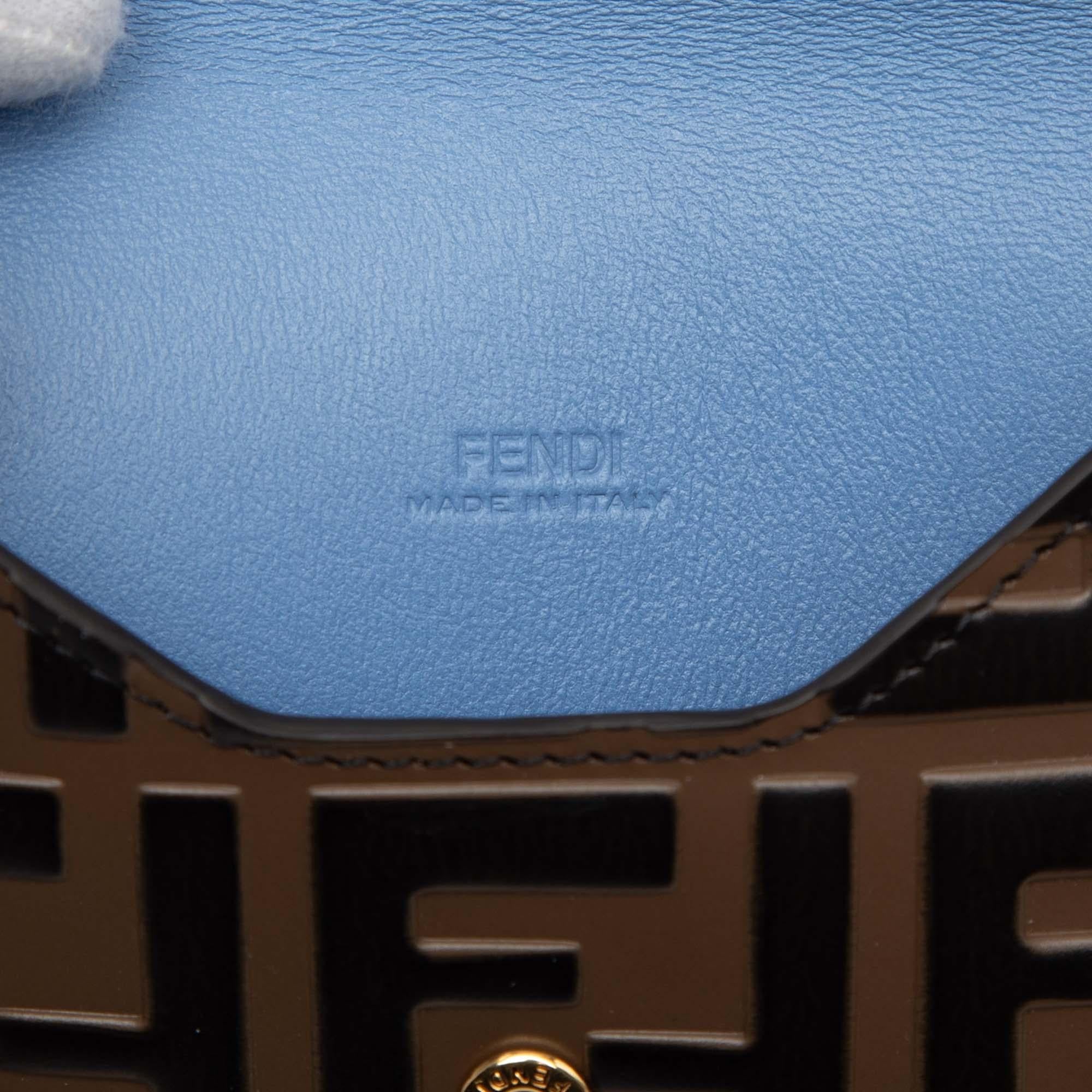 Fendi Zucca Embossed Leather Envelope Clutch