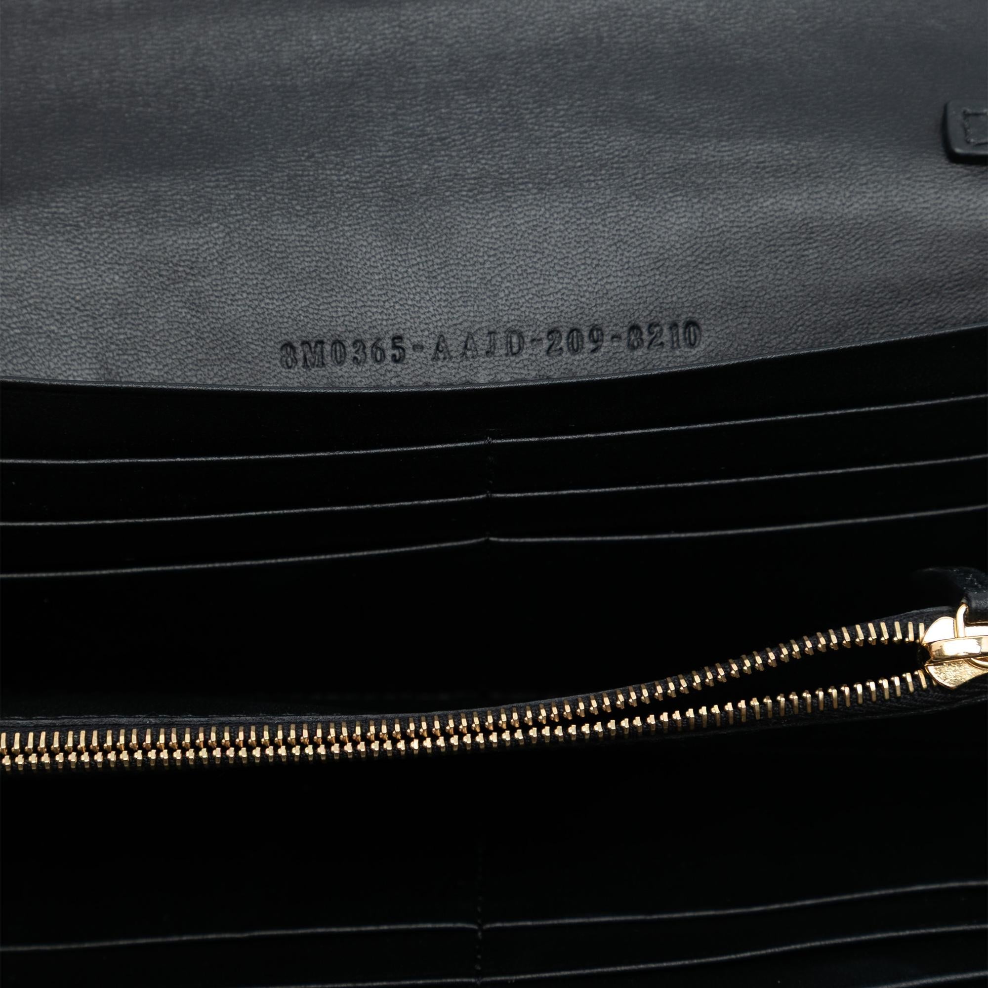 Fendi Zucca Embossed Nappa Baguette Continental Wallet With Chain