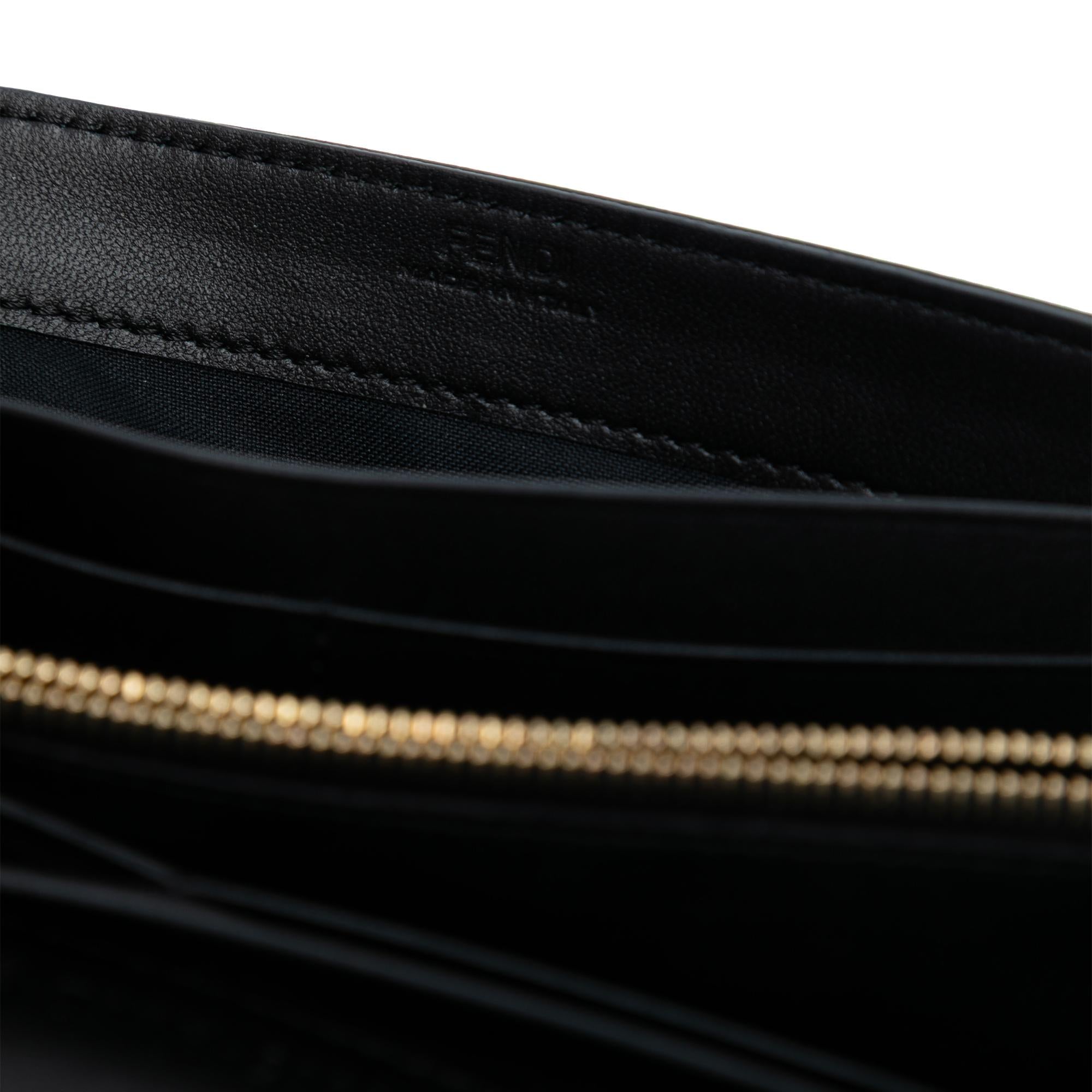 Fendi Zucca Embossed Nappa Baguette Continental Wallet With Chain