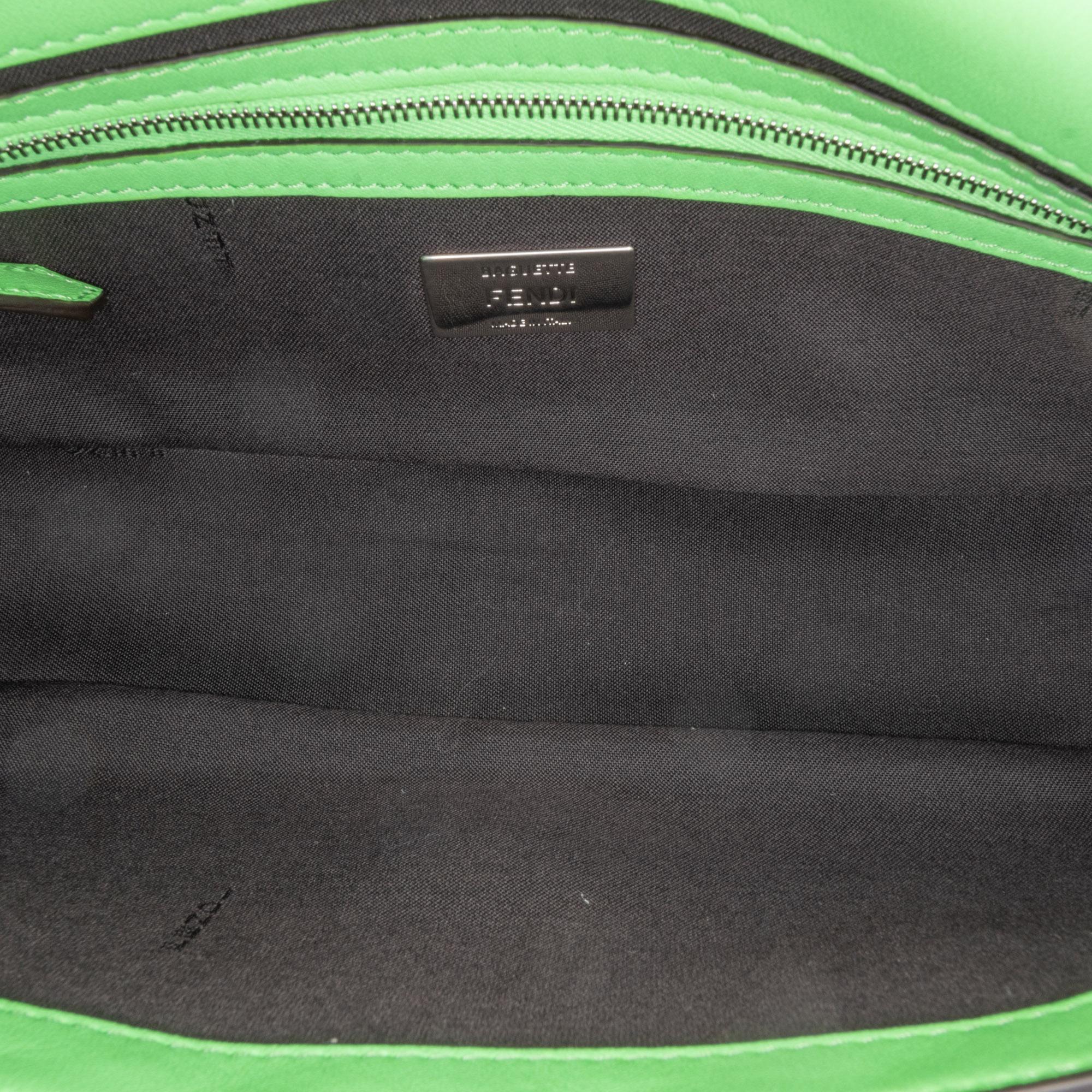 Fendi Zucca Embossed Stitched Leather Baguette Satchel