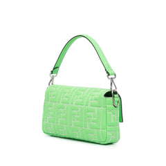 Fendi Zucca Embossed Stitched Leather Baguette Satchel