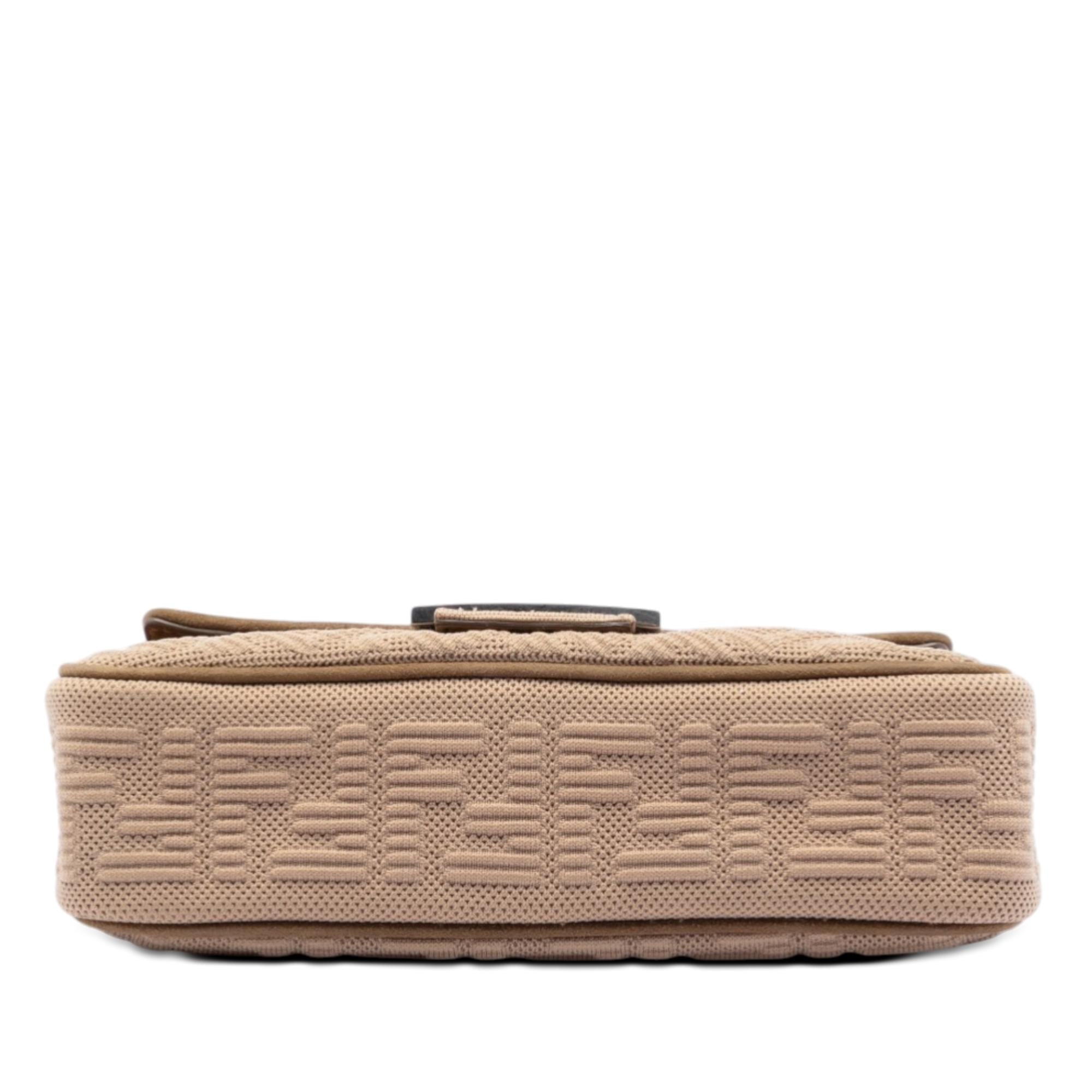 Fendi Zucca Embossed Technical Fabric Chain Midi Baguette