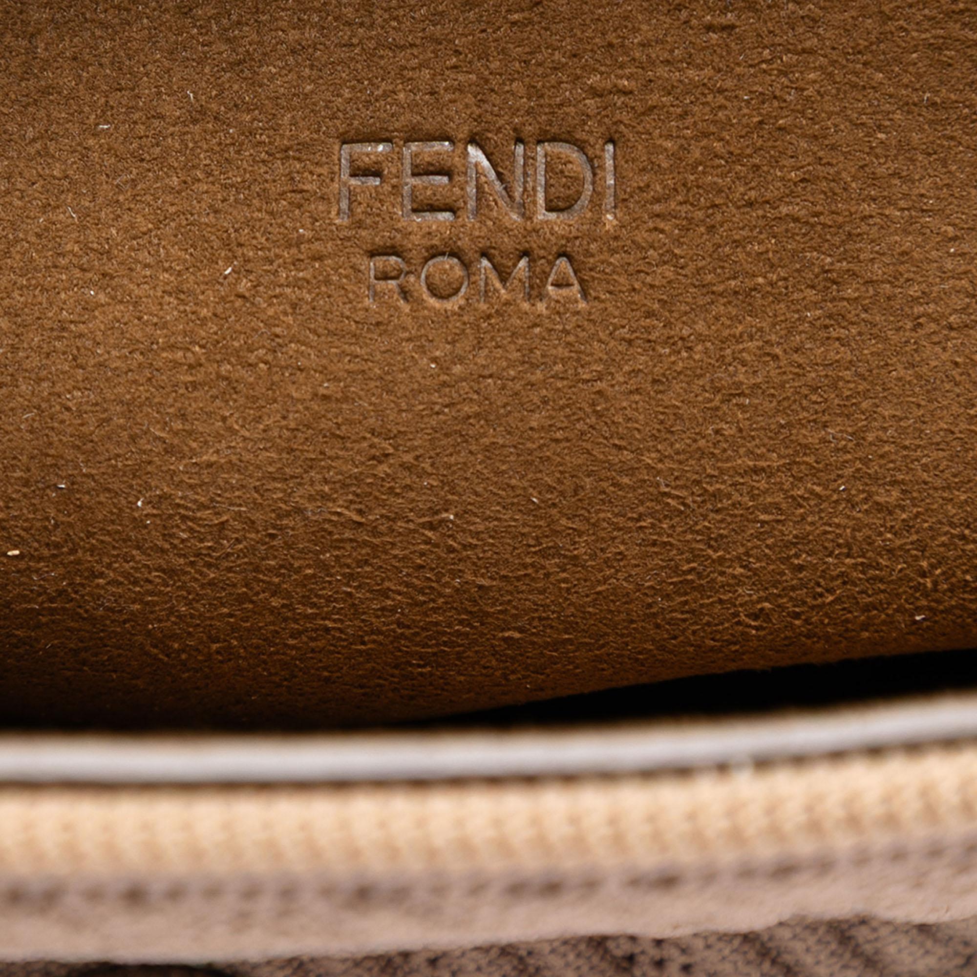 Fendi Zucca Embossed Technical Fabric Chain Midi Baguette