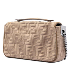 Fendi Zucca Embossed Technical Fabric Chain Midi Baguette