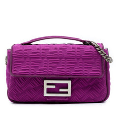 Fendi Zucca Embossed Technical Fabric Chain Midi Baguette