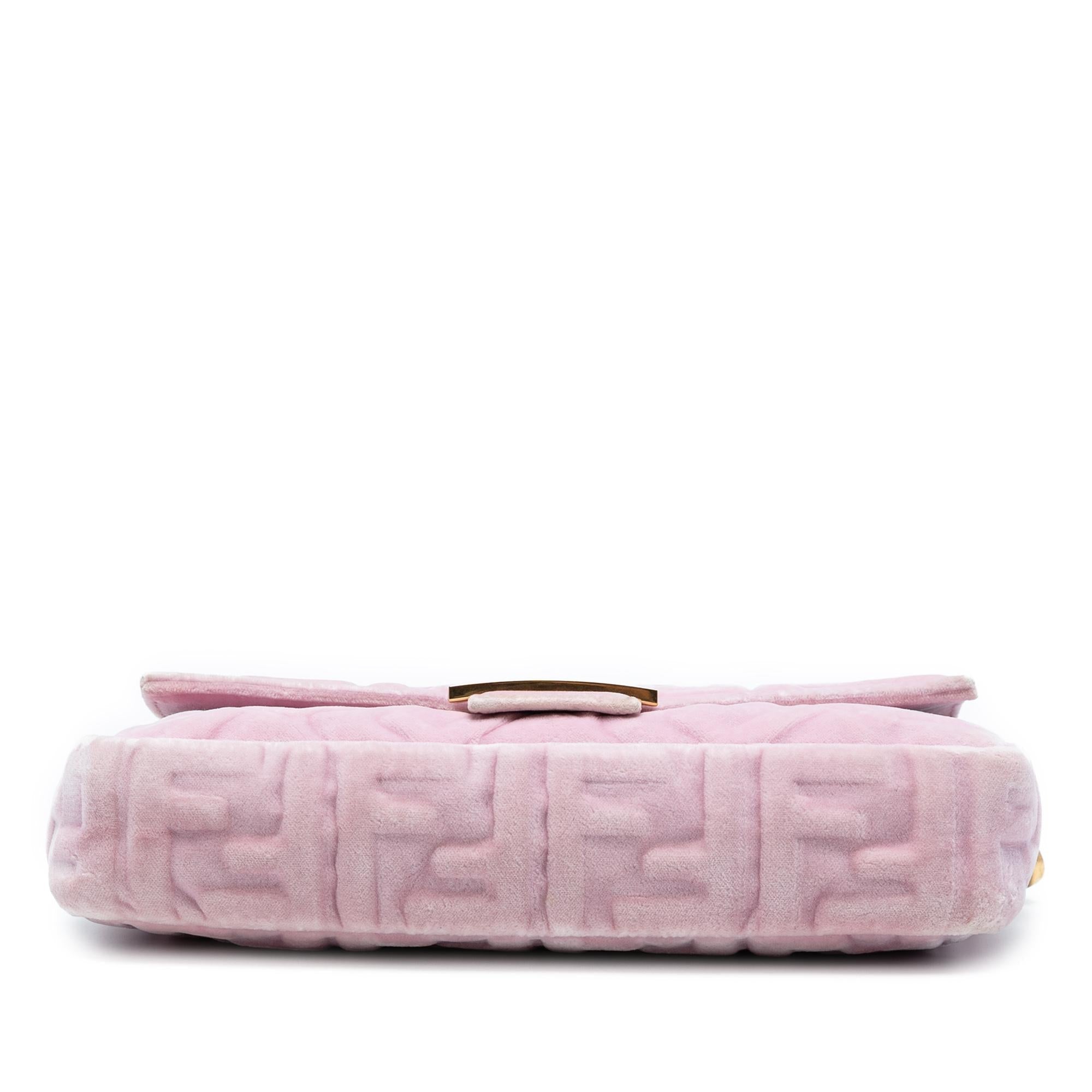 Fendi Zucca Embossed Velvet Baguette Satchel