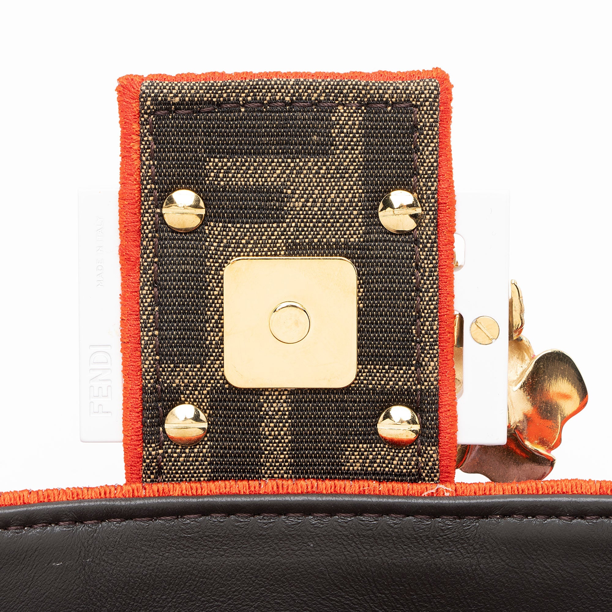 Fendi Zucca Embroidered Bird Baguette Shoulder Bag