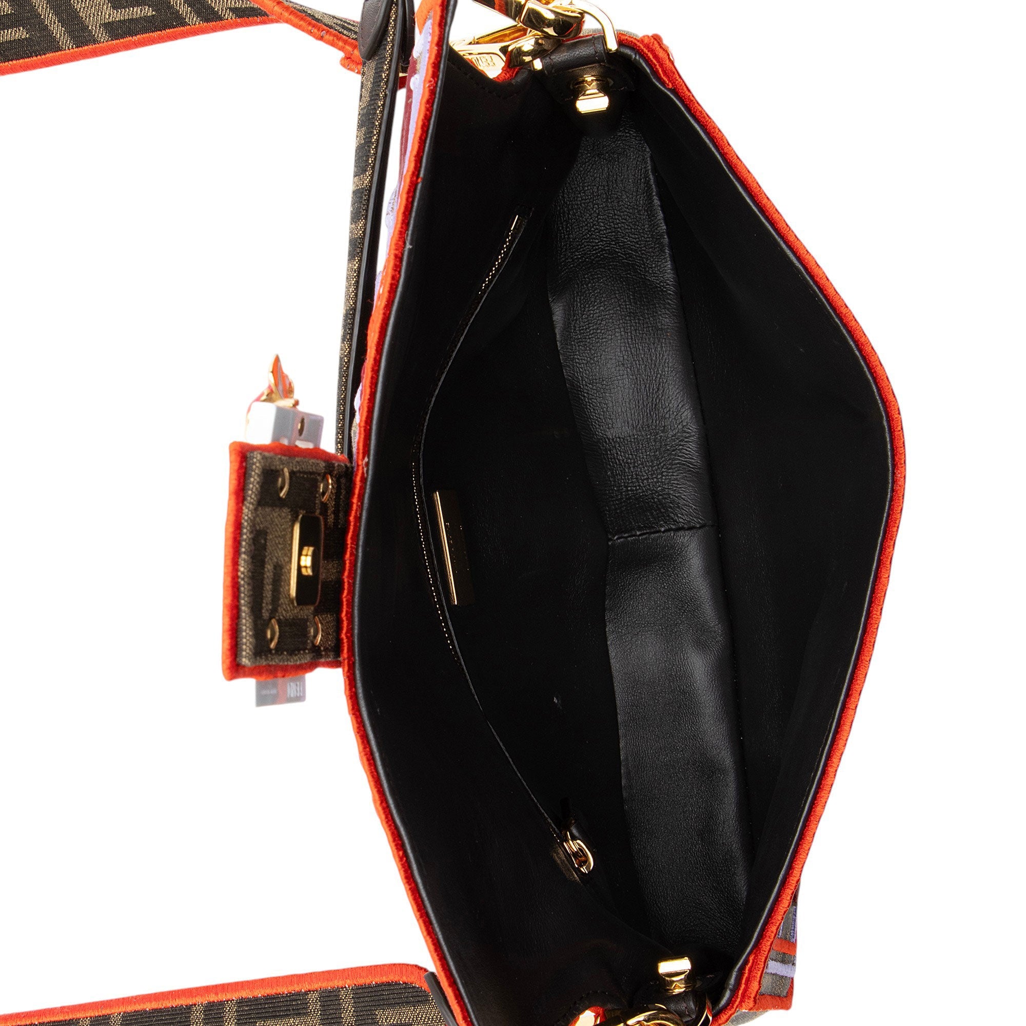 Fendi Zucca Embroidered Bird Baguette Shoulder Bag