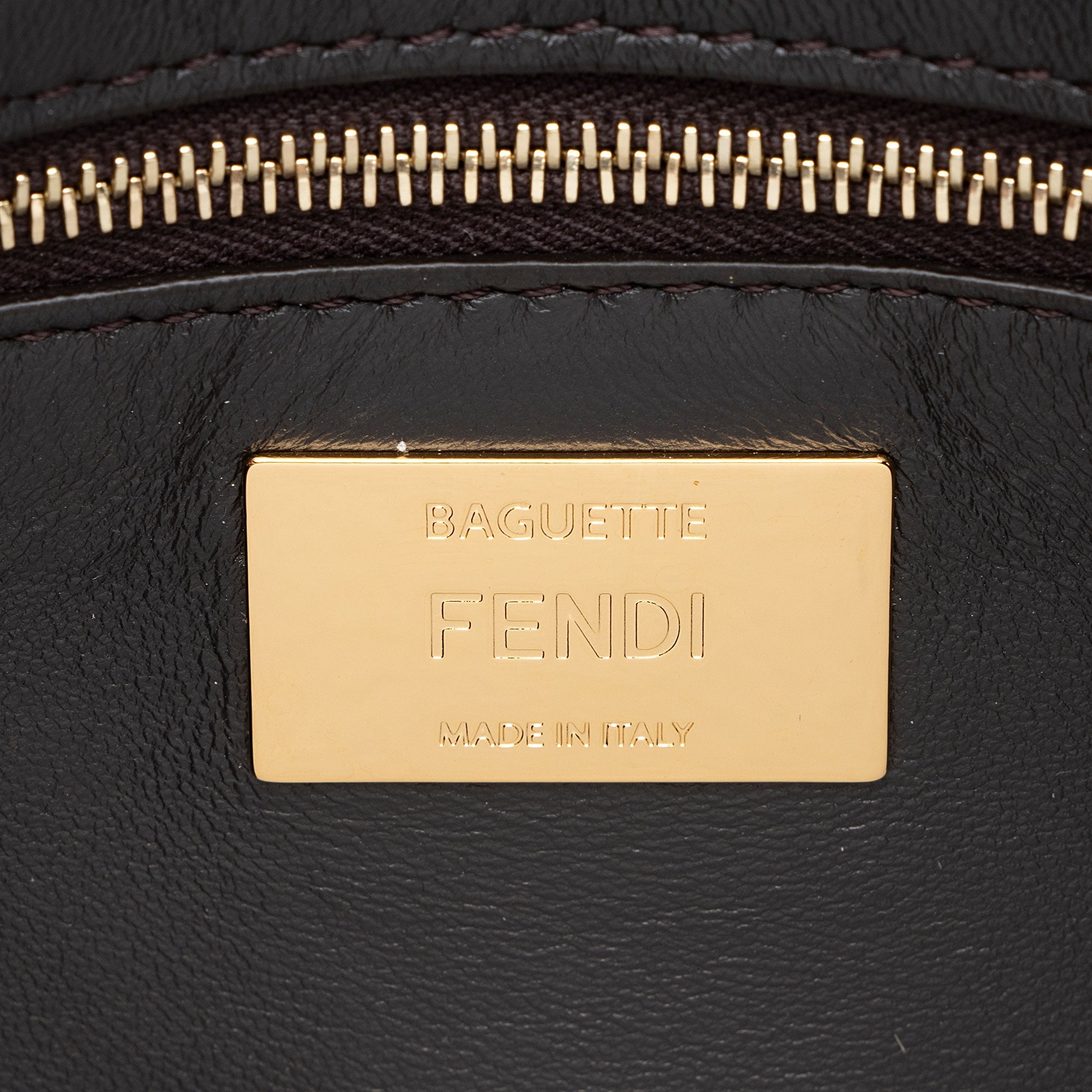 Fendi Zucca Embroidered Bird Baguette Shoulder Bag