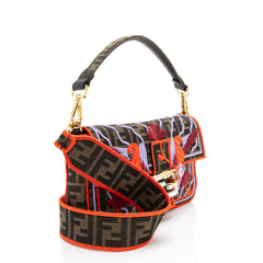 Fendi Zucca Embroidered Bird Baguette Shoulder Bag