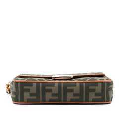 Fendi Zucca Embroidered Canvas Baguette Satchel