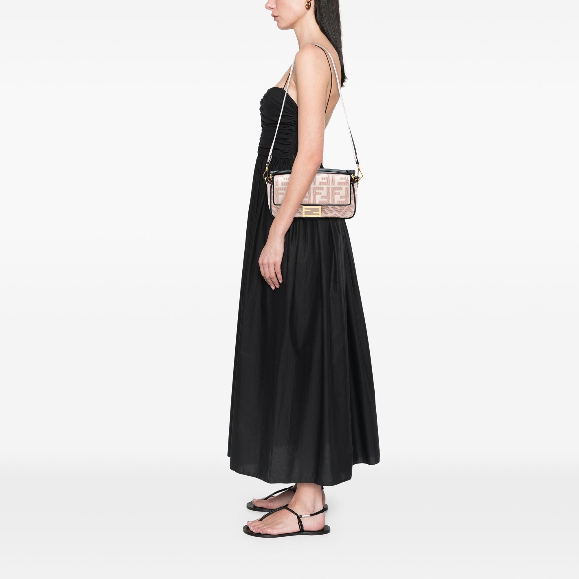 Fendi Zucca Embroidered Canvas Baguette Satchel