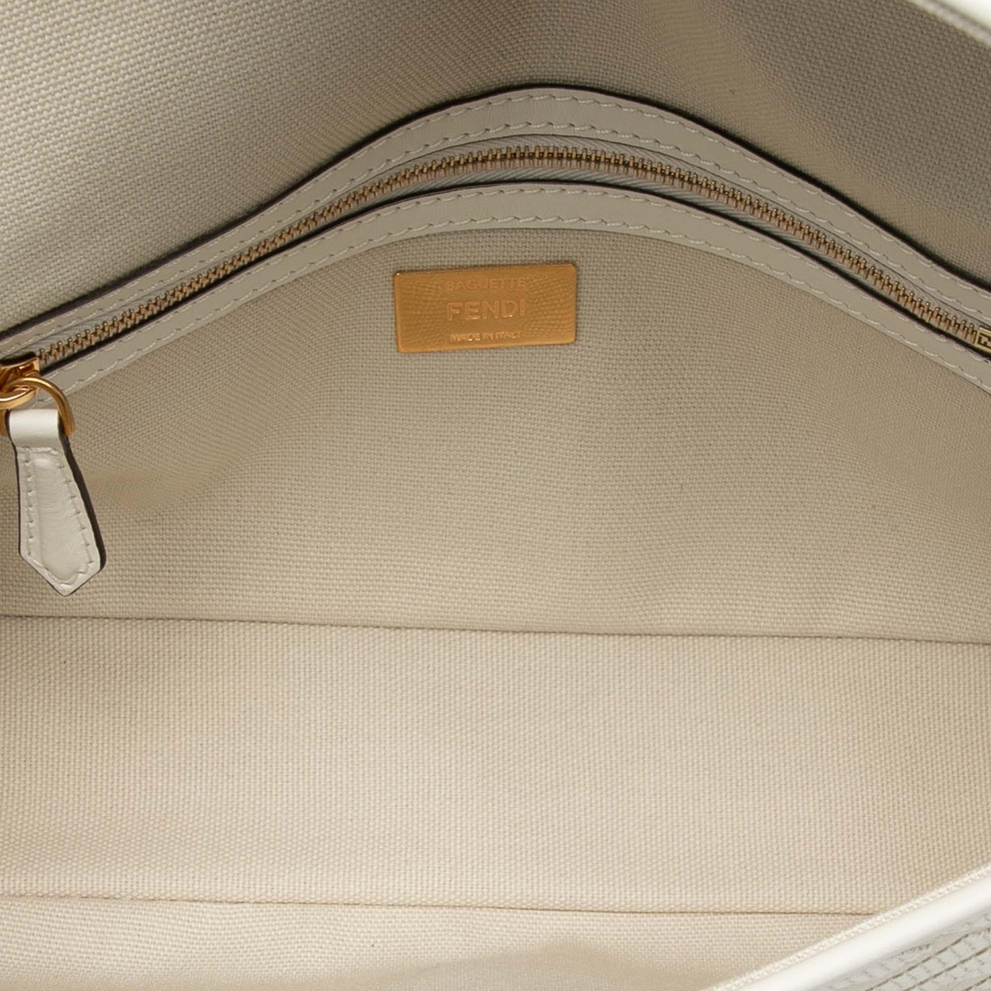 Fendi Zucca Embroidered Canvas Baguette Satchel
