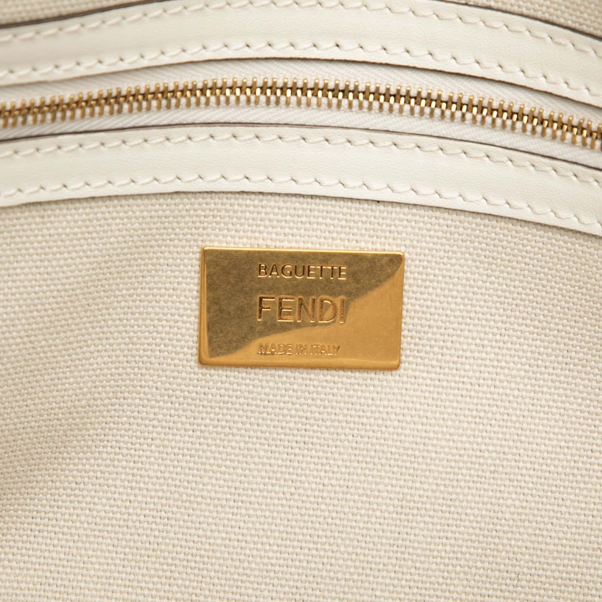 Fendi Zucca Embroidered Canvas Baguette Satchel