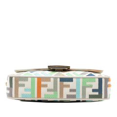 Fendi Zucca Embroidered Canvas Baguette Satchel