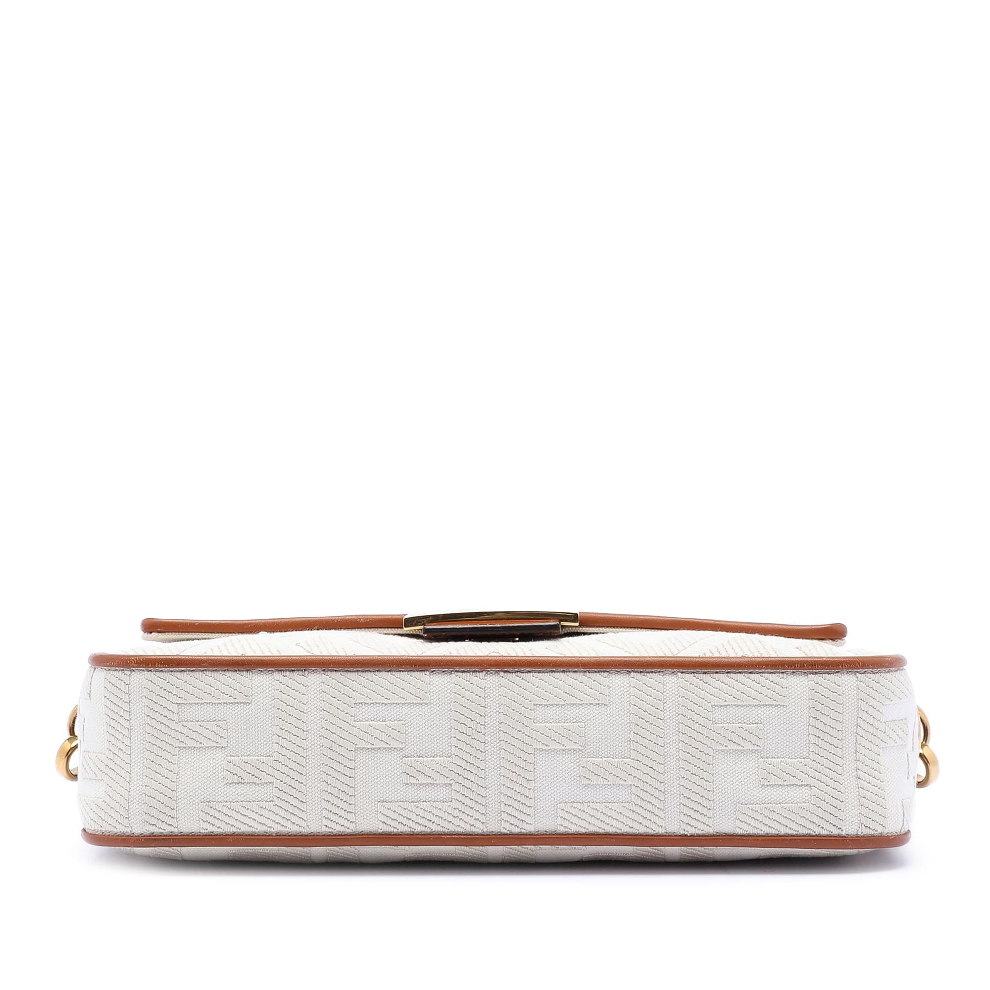 Fendi Zucca Embroidered Canvas Baguette Satchel