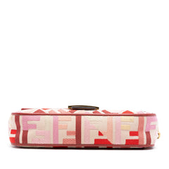 Fendi Zucca Embroidered Canvas Baguette Satchel