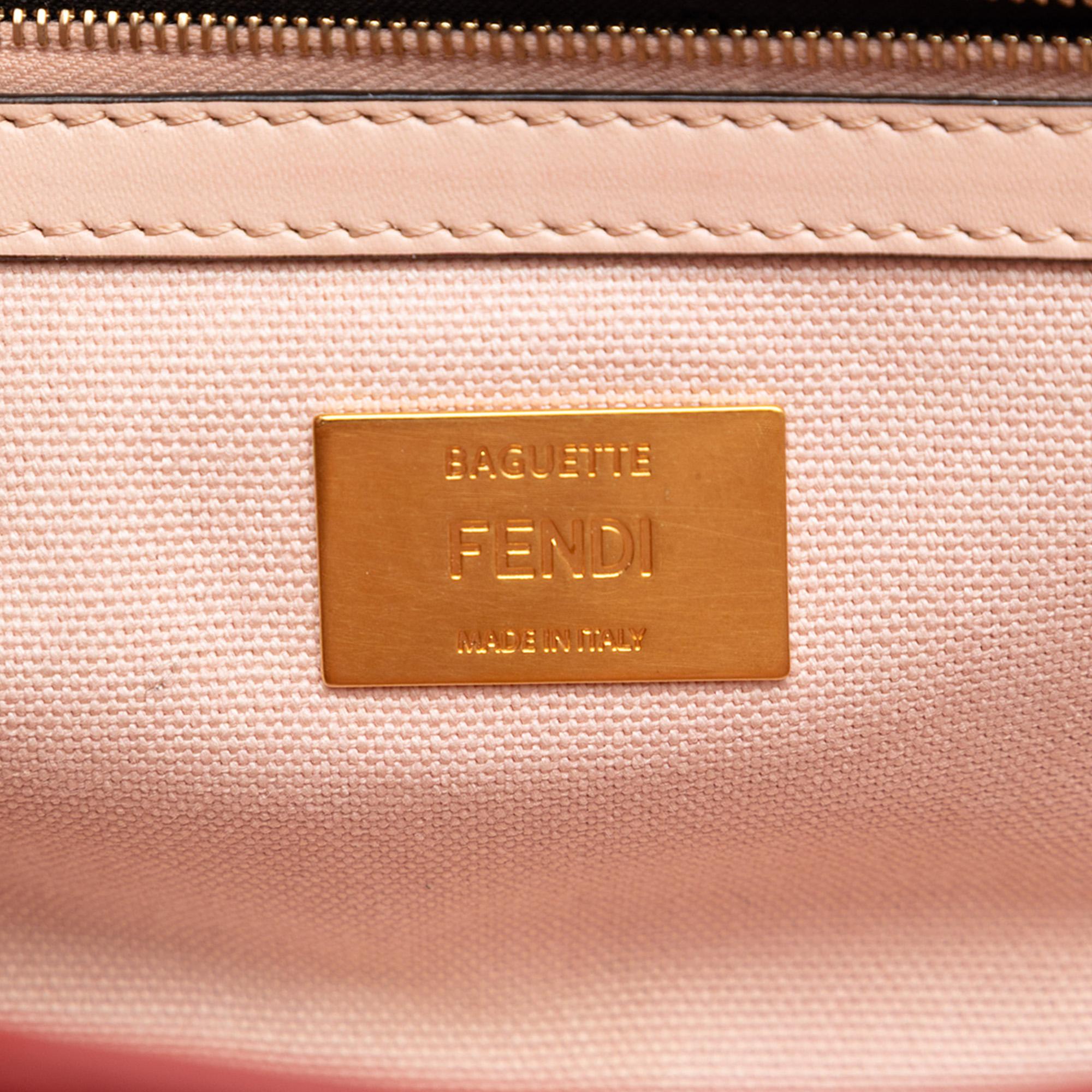 Fendi Zucca Embroidered Canvas Baguette Satchel