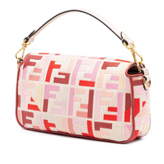 Fendi Zucca Embroidered Canvas Baguette Satchel