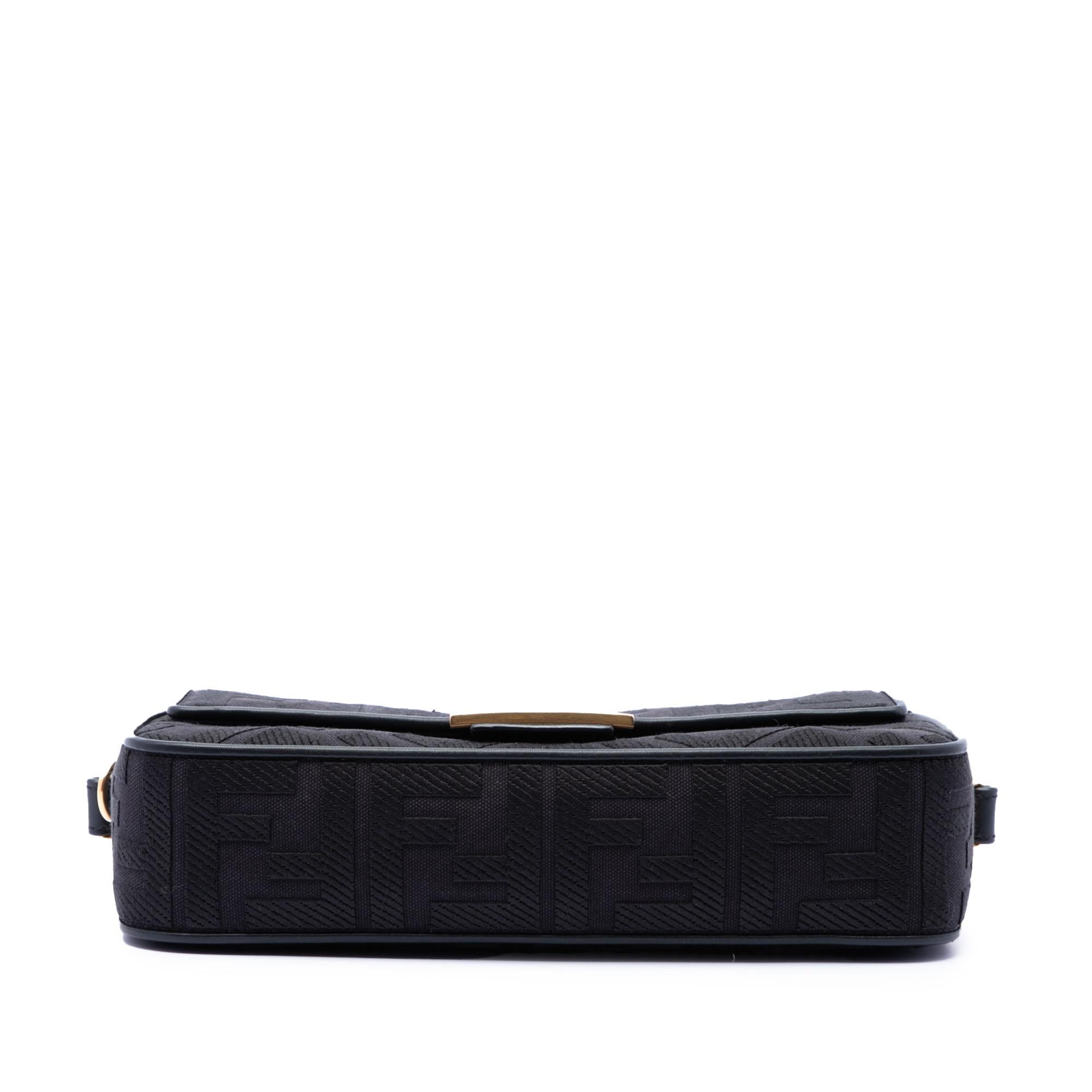 Fendi Zucca Embroidered Canvas Baguette Satchel