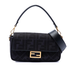 Fendi Zucca Embroidered Canvas Baguette Satchel