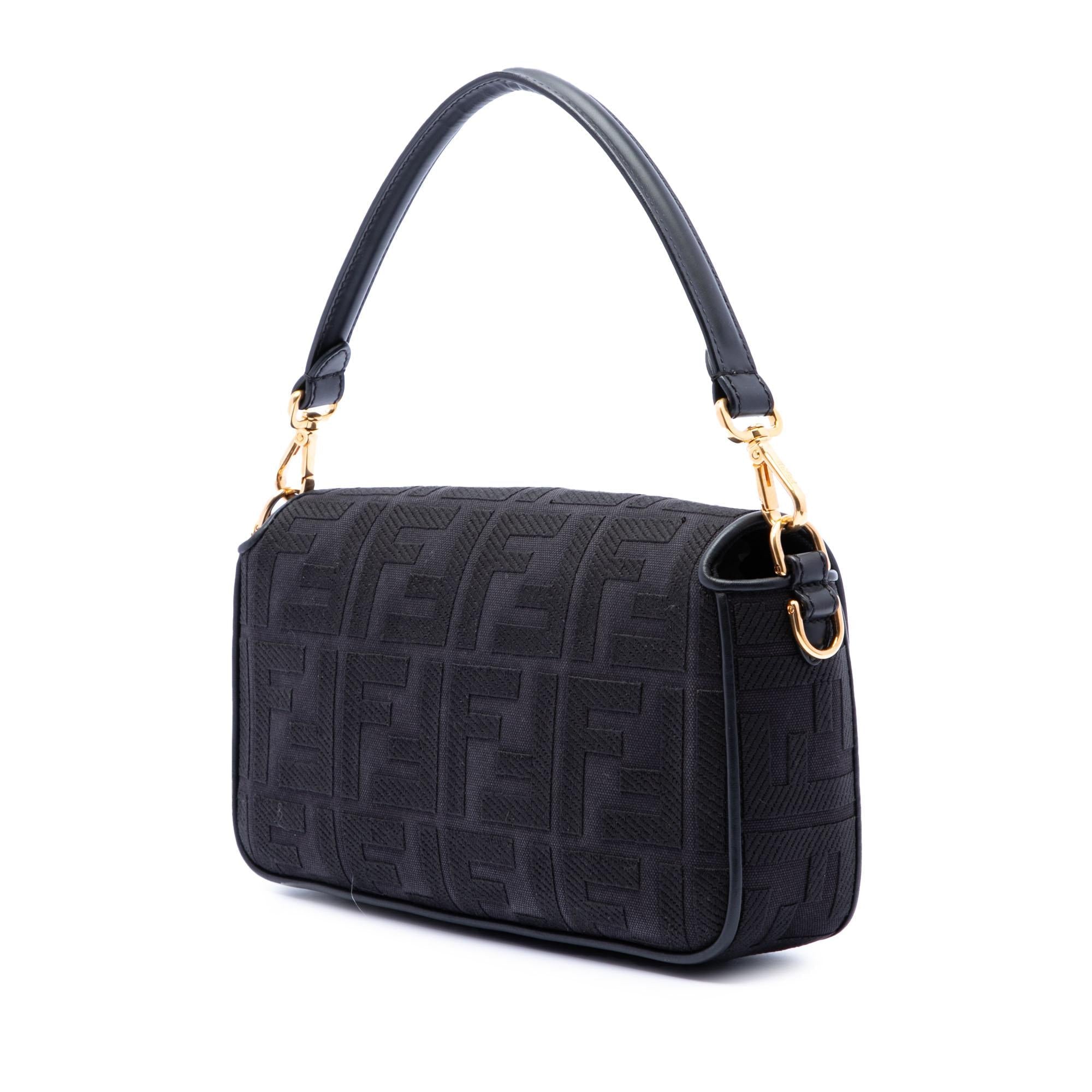 Fendi Zucca Embroidered Canvas Baguette Satchel