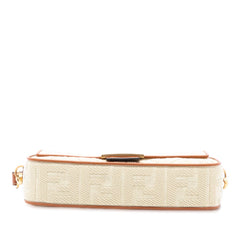 Fendi Zucca Embroidered Raffia Baguette Satchel