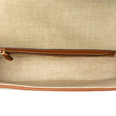 Fendi Zucca Embroidered Raffia Baguette Satchel