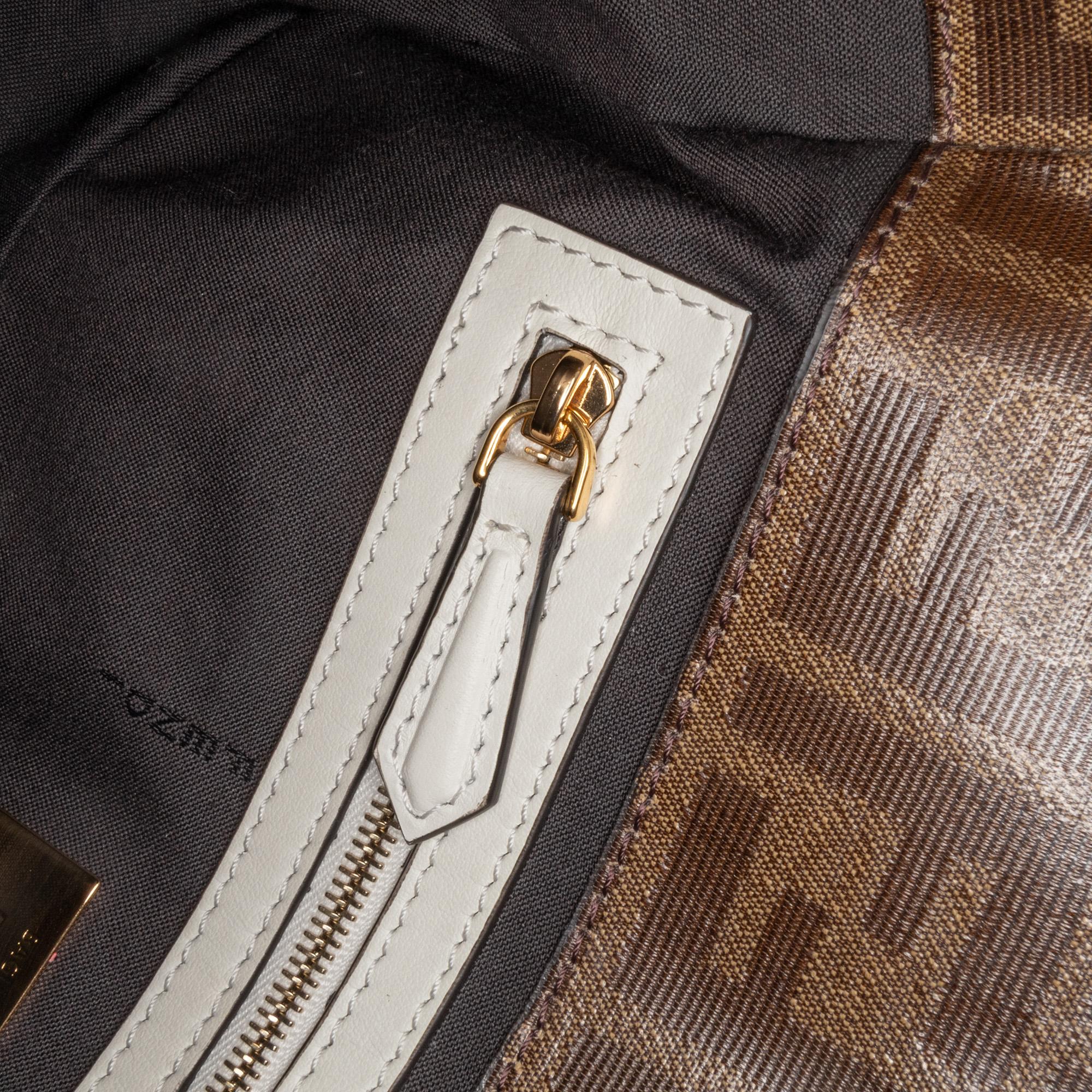 Fendi Zucca Glazed Fabric Cage Baguette Satchel