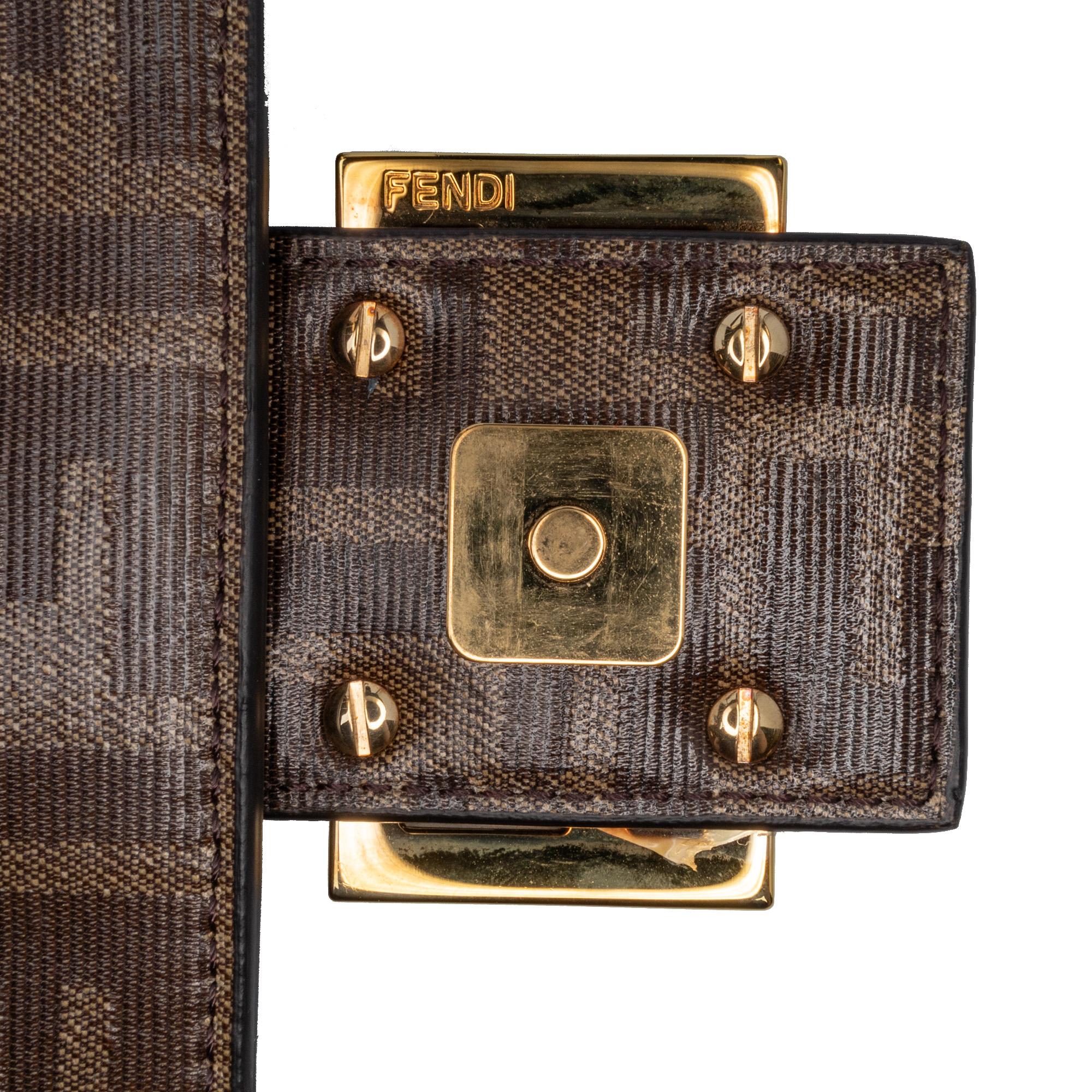 Fendi Zucca Glazed Fabric Cage Baguette Satchel